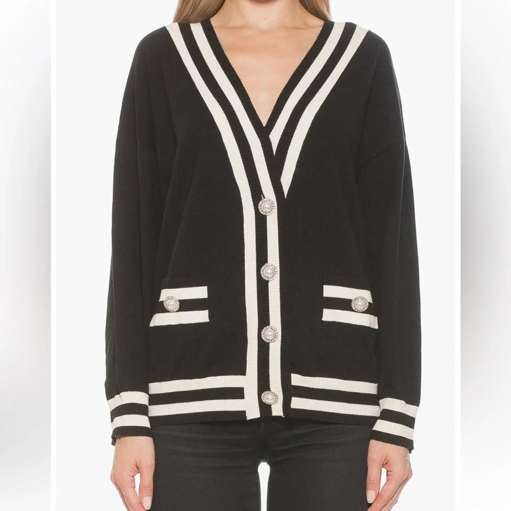 Alexia Admore Frances Stripe Cardigan Sweater - Picture 2 of 5